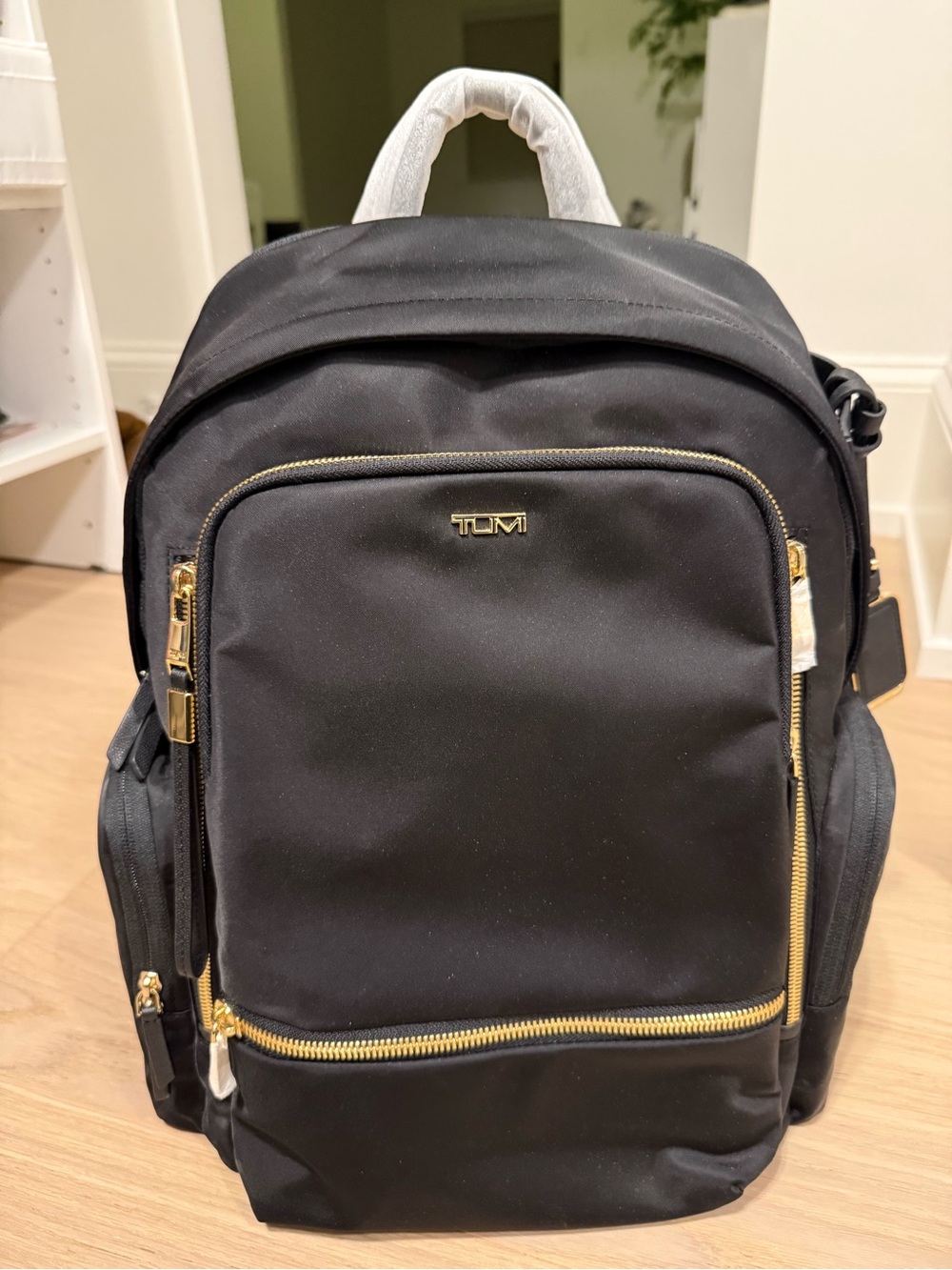 TUMI Celina rucksack Black Nylon women’s Backpack with Gold Hardware